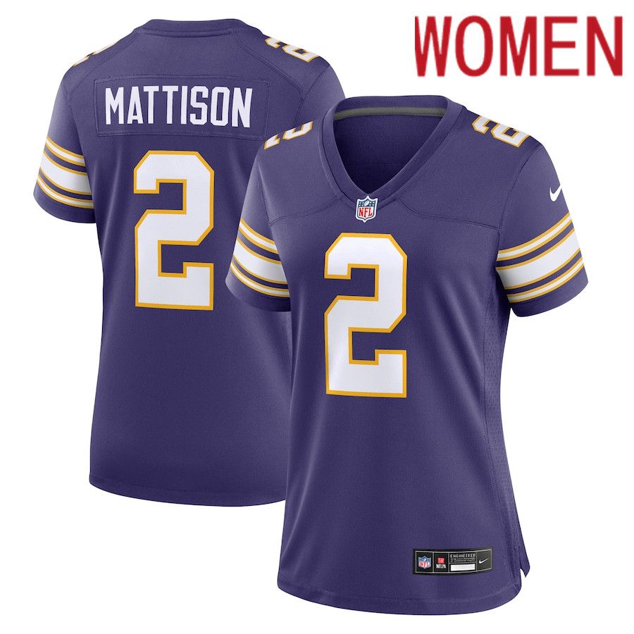 Women Minnesota Vikings #2 Alexander Mattison Nike Purple Classic Player Game NFL Jersey